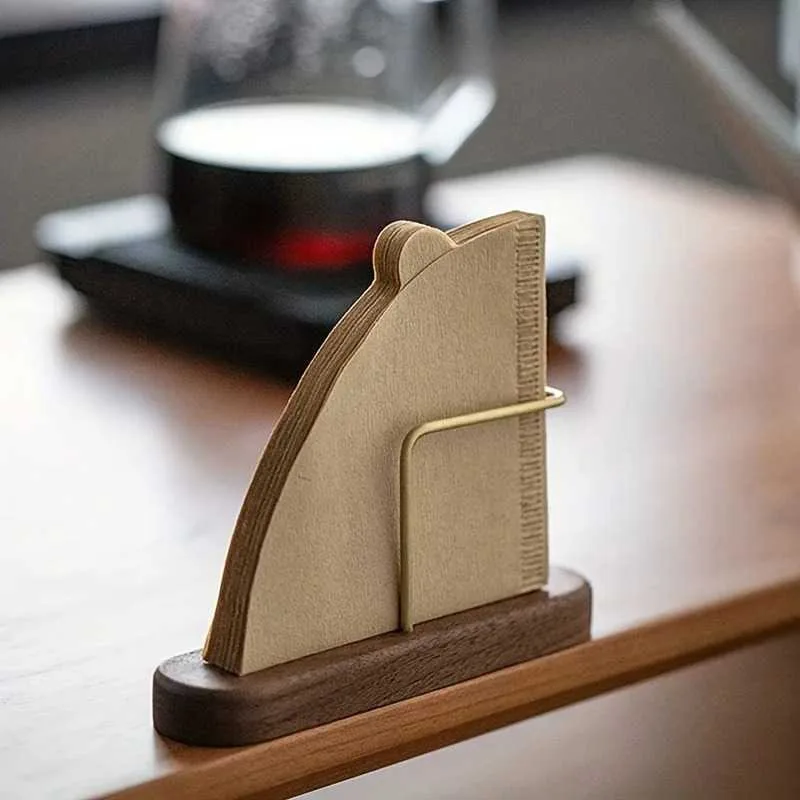 One Two Cups Coffee Filter Paper Holder Wood Tempat Kertas Filter